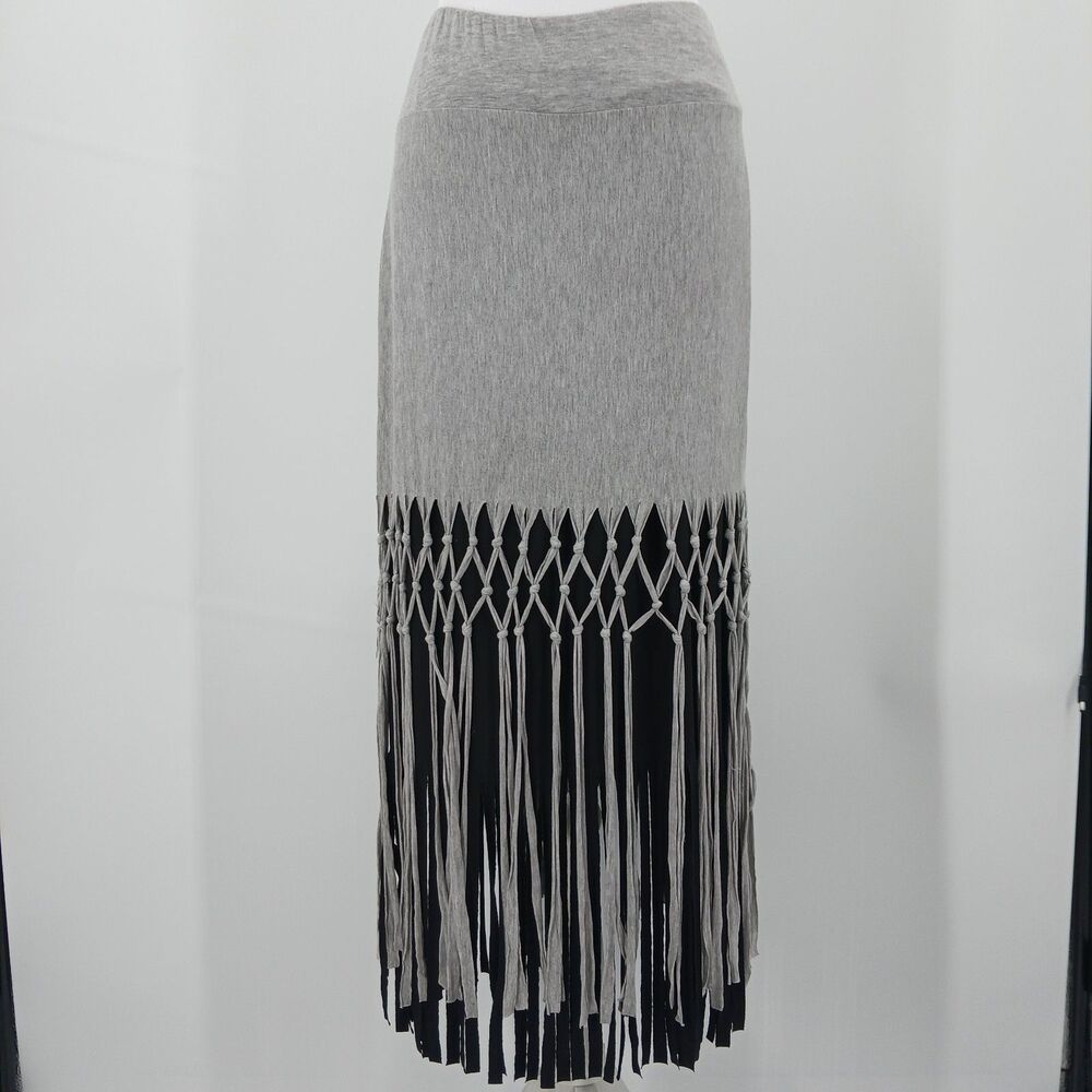 IC by Connie K Maxi Skirt Womens S Gray Black Boho Festival Hippie Aesthetic